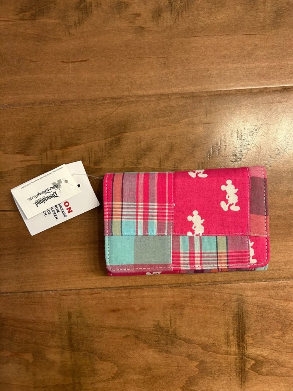 Disney Parks Madras plaid patchwork tri-fold wallet **NWT**